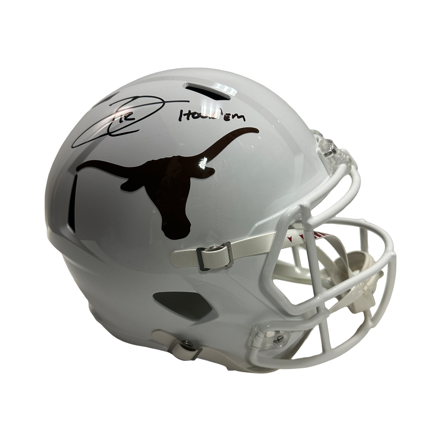 Earl Thomas III Autographed Texas Longhorns "Hook Em" Inscribed White Replica Helmet Beckett