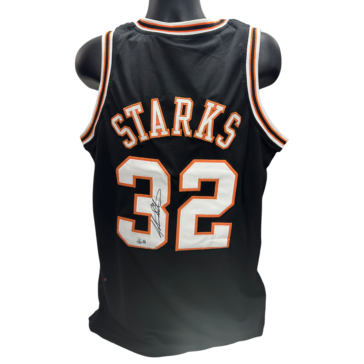 John Starks Autographed Oklahoma State Black Jersey Beckett