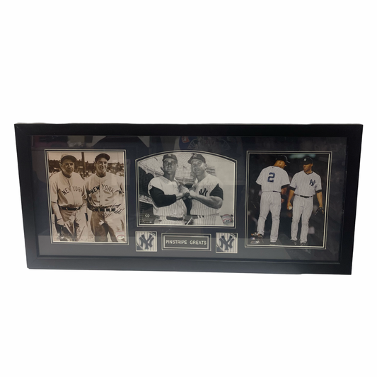 New York Yankees Greats Framed 16x34 Ruth Gehrig Jeter Rivera Mantle Maris