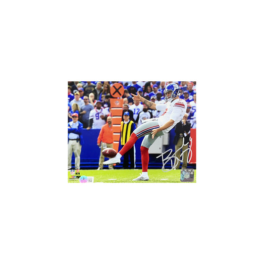 Brad Wing Autographed New York Giants Punt White Jersey 8x10 Beckett
