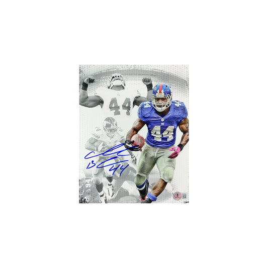 Ahmad Bradshaw Autographed New York Giants Metlife Whiteout 2x SB Champ Inscription 8x10 Beckett