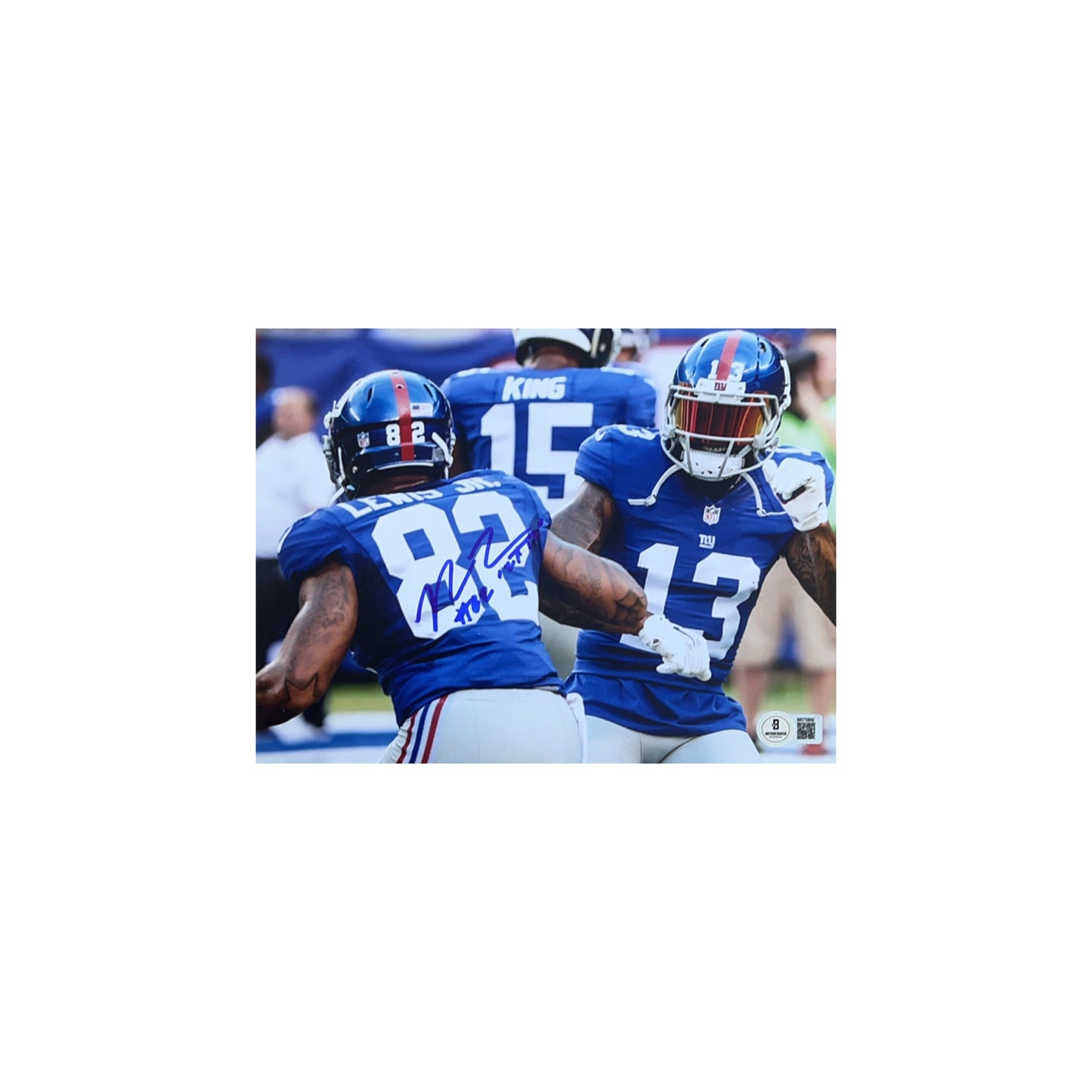 Roger Lewis Jr. Autographed New York Giants W/ Odell 8x10 Beckett