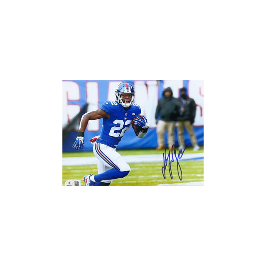 Wayne Gallman Autographed New York Giants Blue Jersey Rush 8x10 Beckett