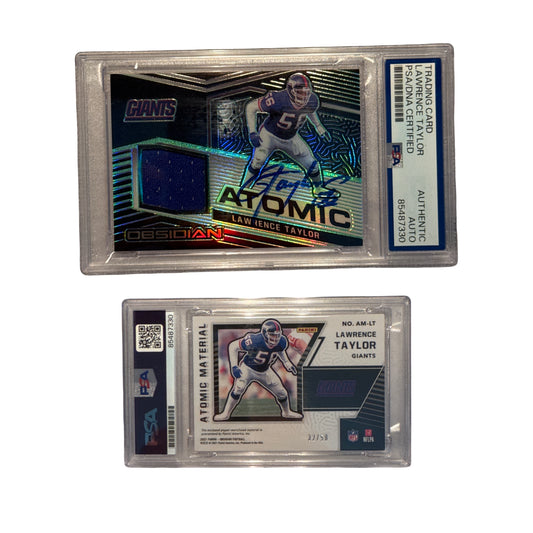 2021 Lawrence Taylor Panini Obsidian Atomic Patch /50 Autographed Card PSA Auto Authentic