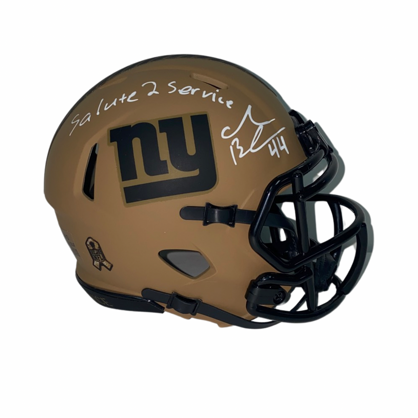 Ahmad Bradshaw Autographed New York Giants Salute to Service Mini Helmet Salute to Service Inscription Steiner CX White