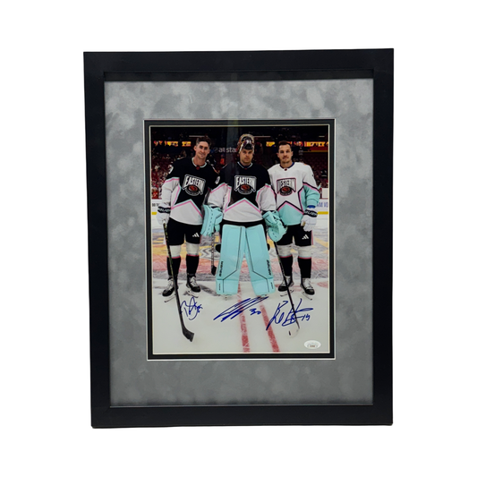 Ilys Sorokin, Bo Harvat, Brock Nelson Autographed All Star Game Triple Sign 11x14 JSA - Framed