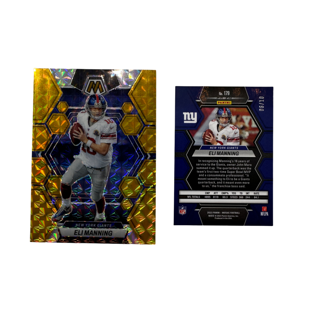 2023 Eli Manning Panini Prizm Mosaic Yellow & Gold #179 06/10
