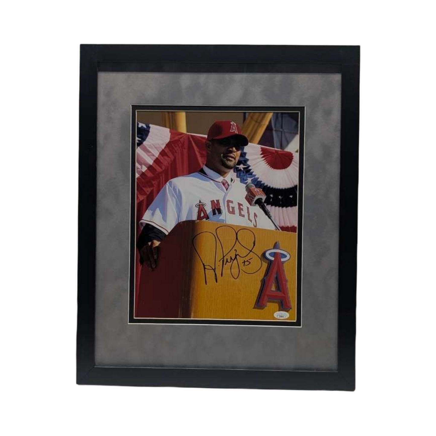 Albert Pujols Autographed Los Angeles Angels Speech 11x14 JSA - Framed
