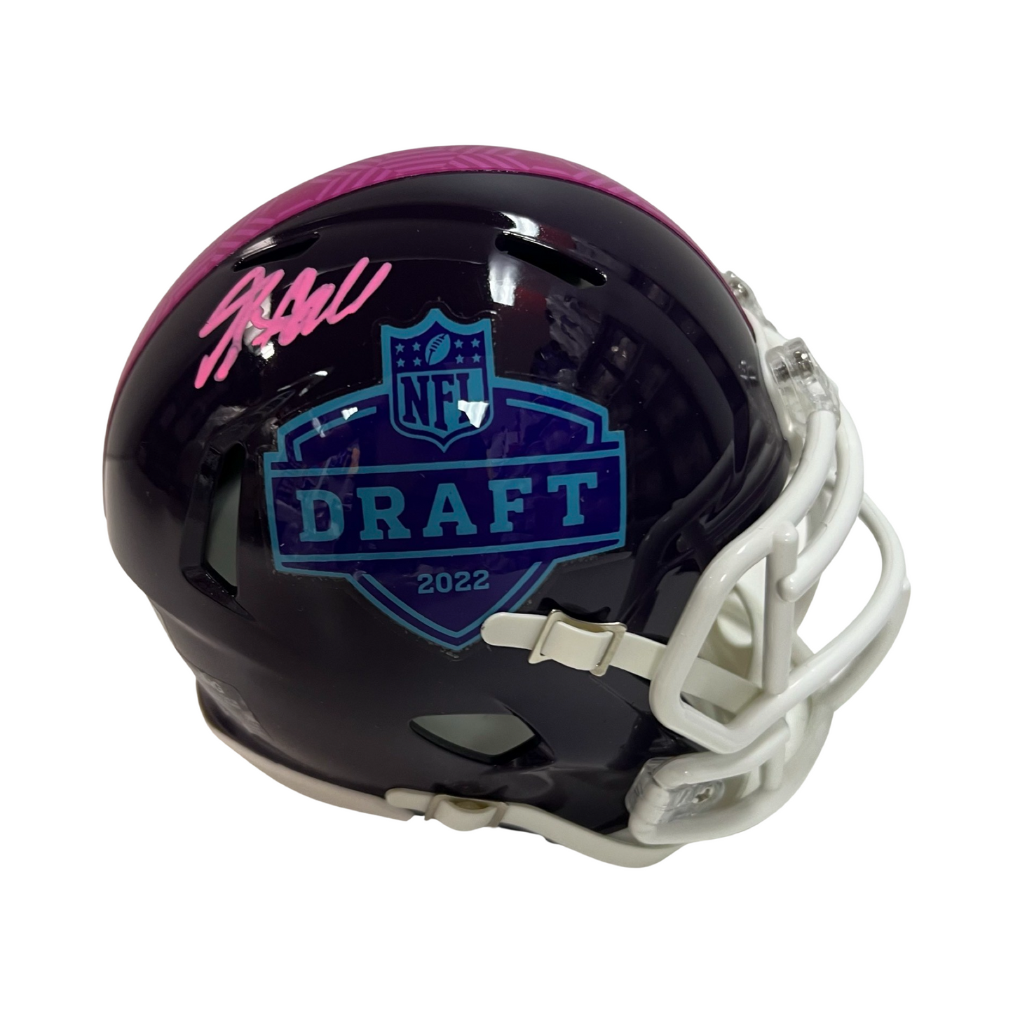 Breece Hall Autographed New York Jets 2022 NFL Draft Mini Helmet Fanatics