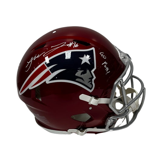 Jakobi Meyers Autographed New England Patriots Flash Authentic Helmet “Go Pats” Inscription Steiner CX