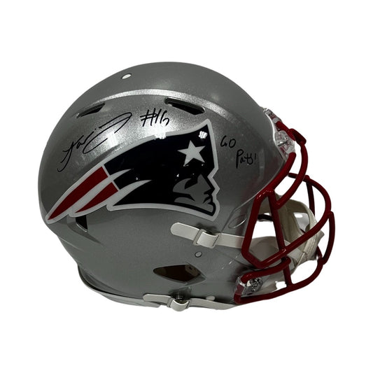 Jakobi Meyers Autographed New England Patriots Speed Authentic Helmet “Go Pats” Inscription Steiner CX