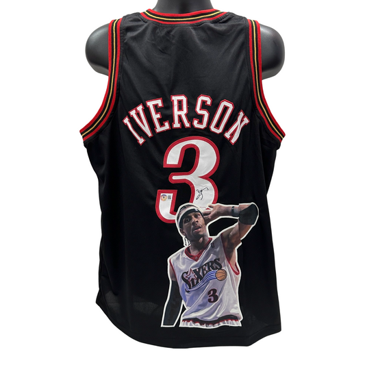 Allen Iverson Autographed Philadelphia 76’ers Black Art Jersey Beckett
