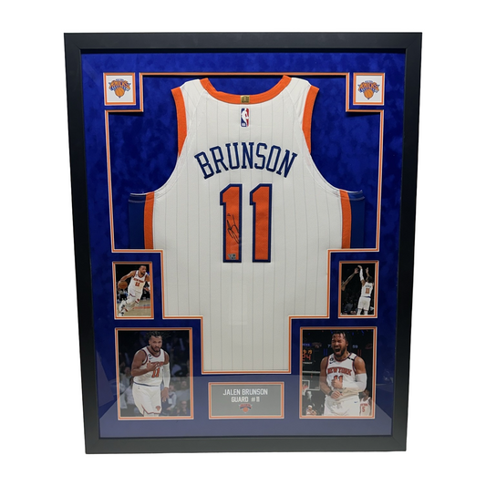 Jalen Brunson Autographed New York Knicks Authentic Nike City Connect White Jersey Fanatics - Framed