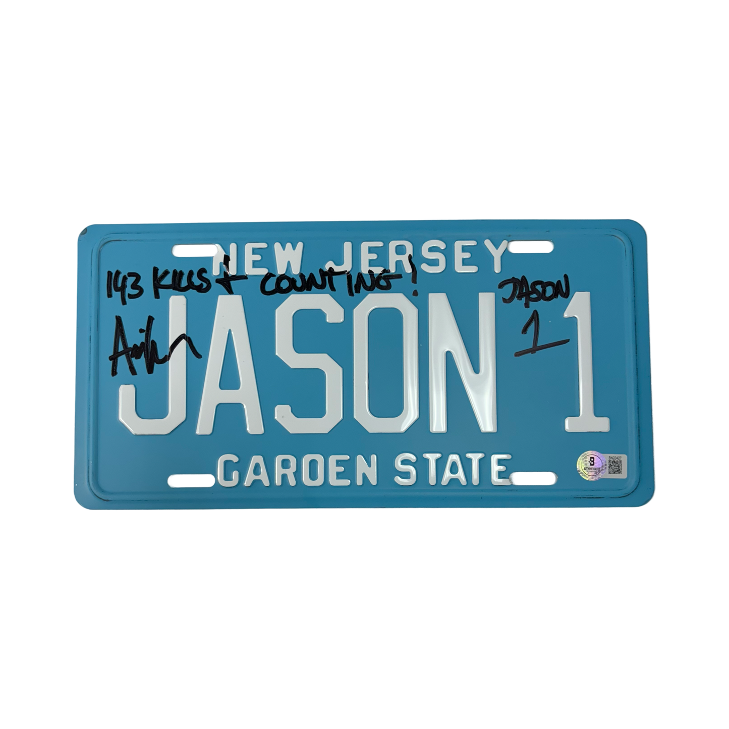 Ari Lehman Autographed Friday The 13th License Plate 143 Kills & Counting! Jason 1 Inscriptions Beckett