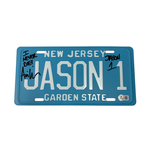 Ari Lehman Autographed Friday The 13th License Plate “I Never Die! Jason 1” Inscriptions Beckett