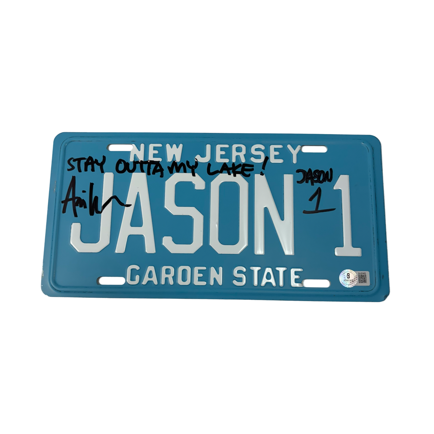 Ari Lehman Autographed Friday The 13th License Plate “Stay Outta My Lake! Jason 1” Inscriptions Beckett