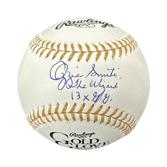Ozzie Smith Autographed St. Louis Cardinals "The Wizard 13x GG" Inscribed Gold Glove OMLB Beckett