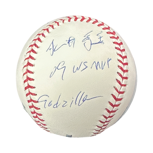 Hideki Matsui Autographed New York Yankees Kanji "09 WS MVP, Godzilla" Inscribed OMLB Beckett