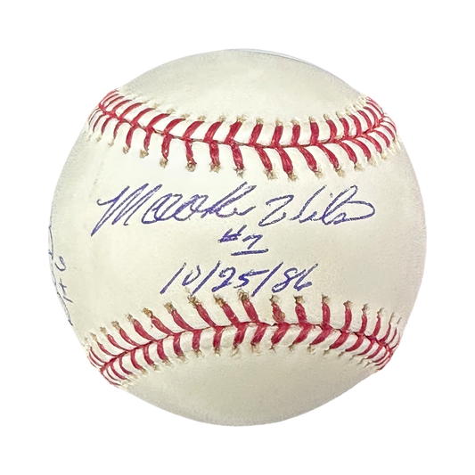 Mookie Wilson & Bill Buckner Autographed Red Sox Mets "10/25/86" Inscribed Shea Stadium OMLB Beckett