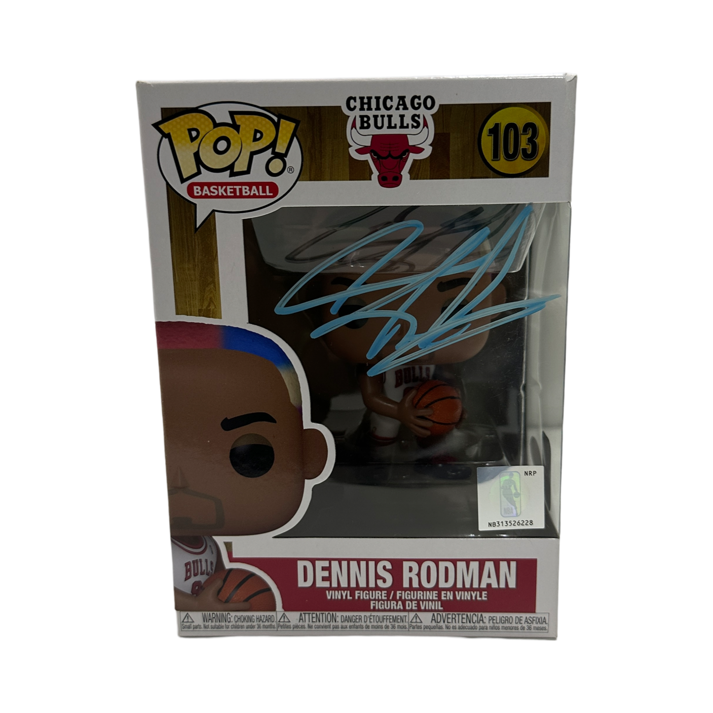 Dennis Rodman Autographed Chicago Bulls Funko Pop Blue Ink JSA