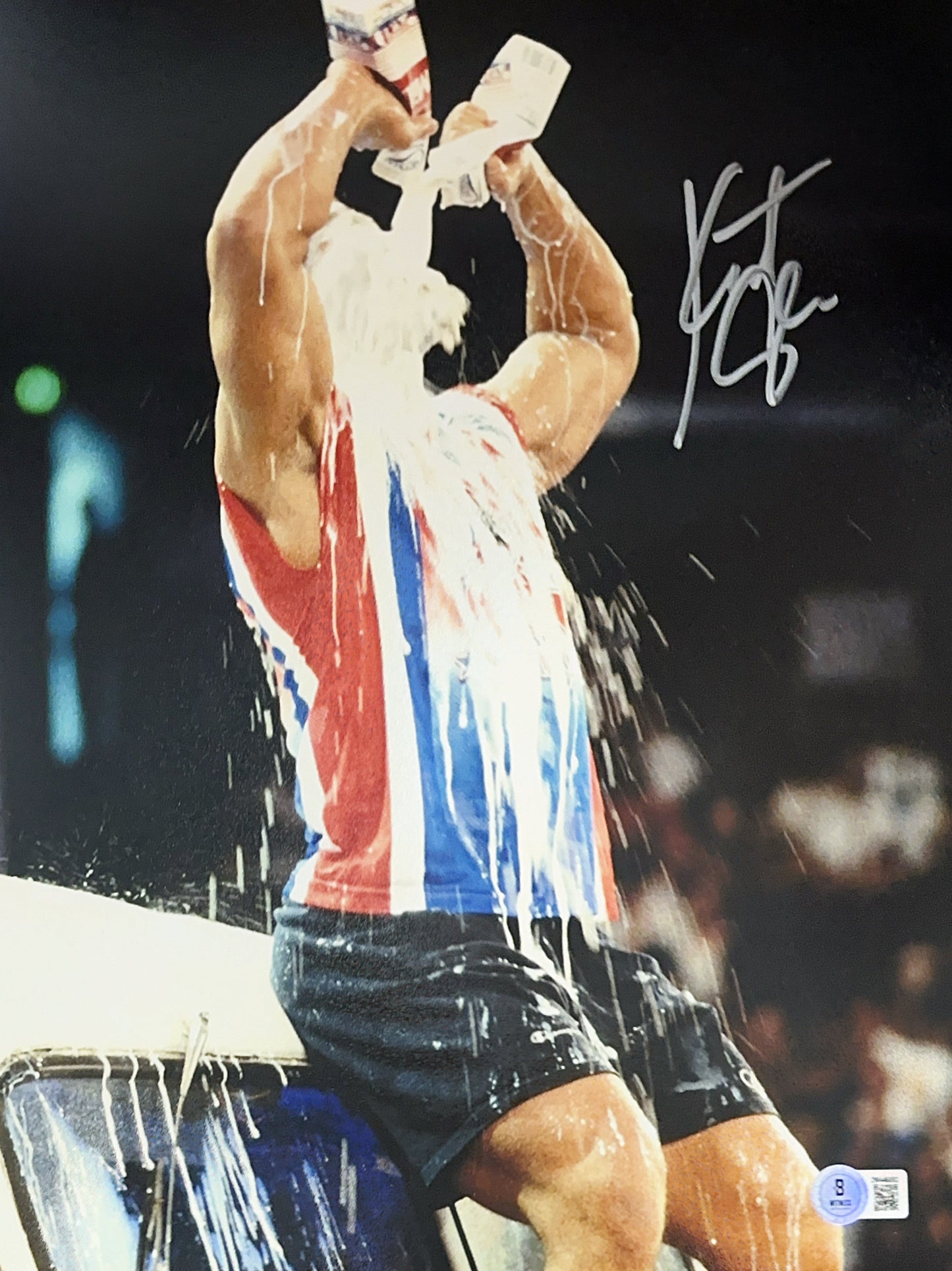 Kurt Angle Autographed WWE Milk Bath 11x14 Beckett