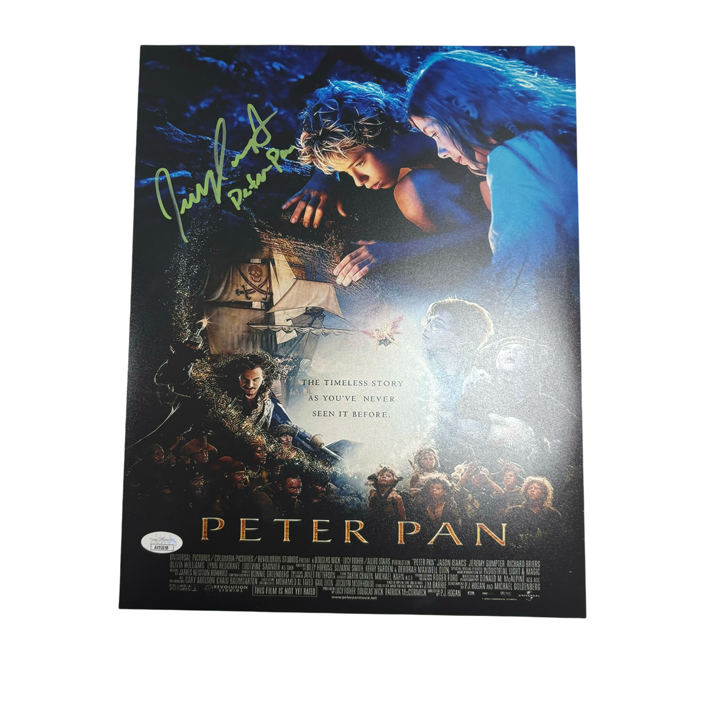 Jeremy Sumpter Autographed Peter Pan Movie Cover 11x14 Peter Pan Inscription JSA
