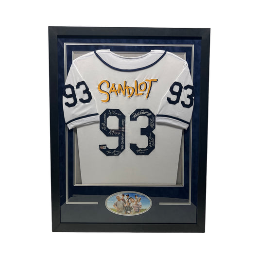 The Sandlot Cast Autographed 93 Framed Jersey Beckett