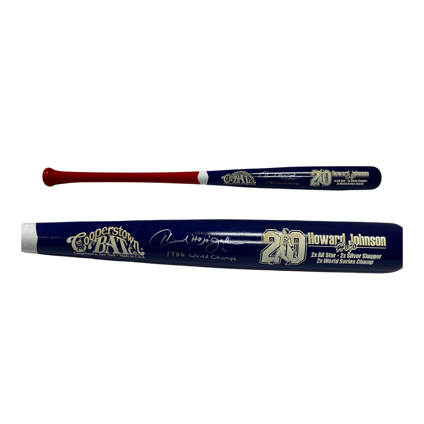 Howard Johnson Autographed New York Mets Blue Barrel Cooperstown Bat "1986 World Champs" JSA