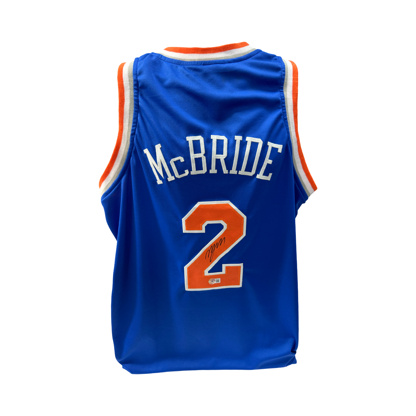 Miles “Deuce” McBride Autographed New York Knicks Blue Jersey Beckett