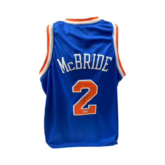 Miles Deuce McBride Autographed New York Knicks Blue Jersey Beckett