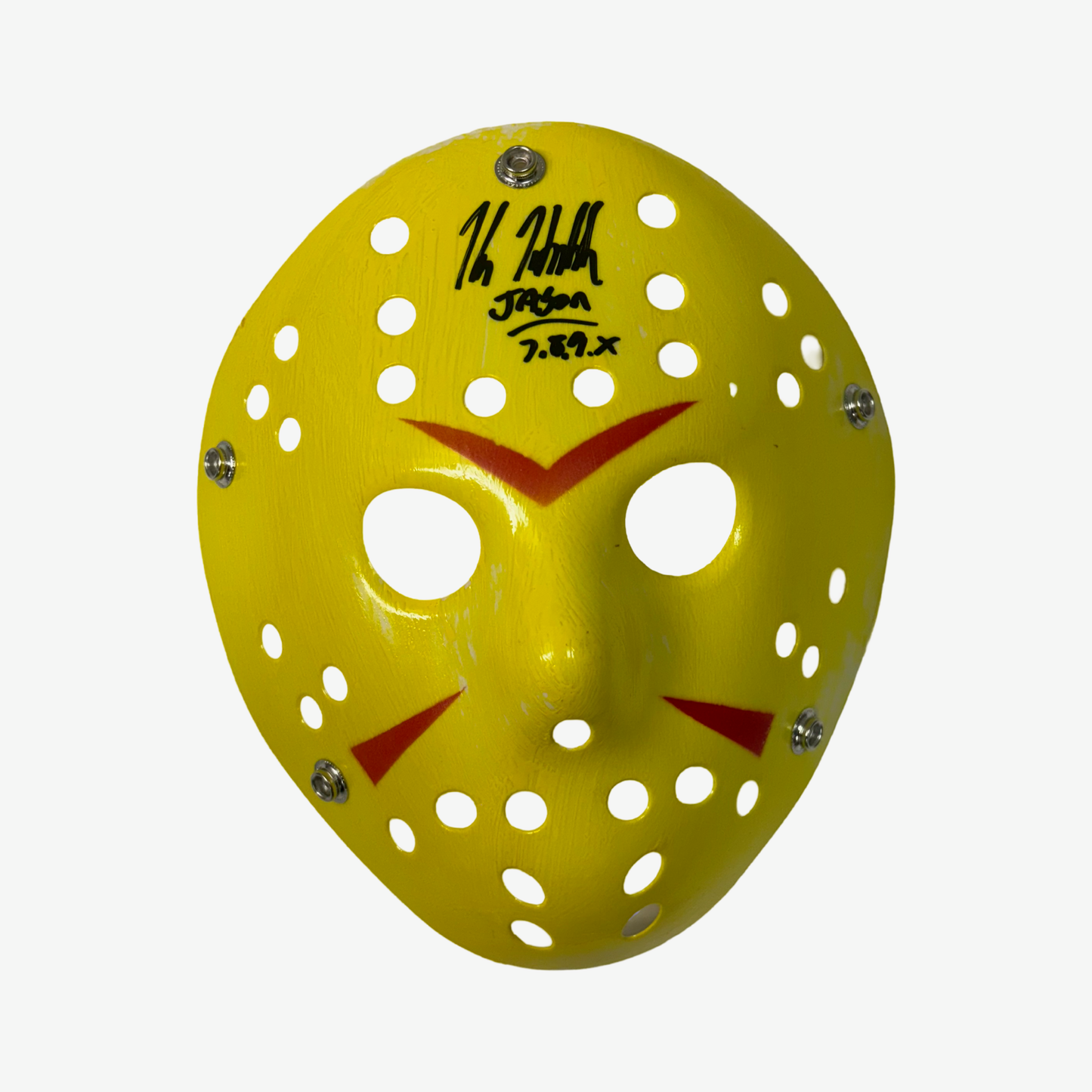 Kane Hodder Autographed Jason Friday the 13th Yellow Mask Jason 7.8.9.X Inscription JSA