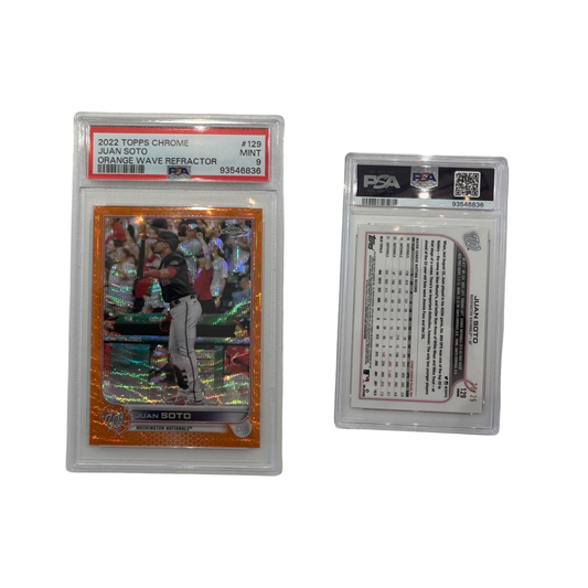 2022 Juan Soto Topps Chrome Orange Wave #129 PSA MINT 9