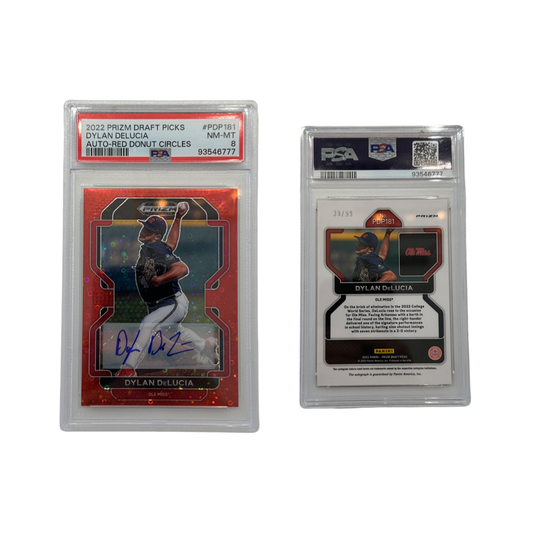 2022 Dylan DeLucia Autographed Panini Prizm Draft Picks Red #PDP181 PSA NM-MT 8