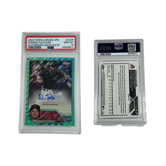 2023 Dominic Fletcher Topps Chrome Autographed Aqua Wave #ACDF PSA GEM MINT 10