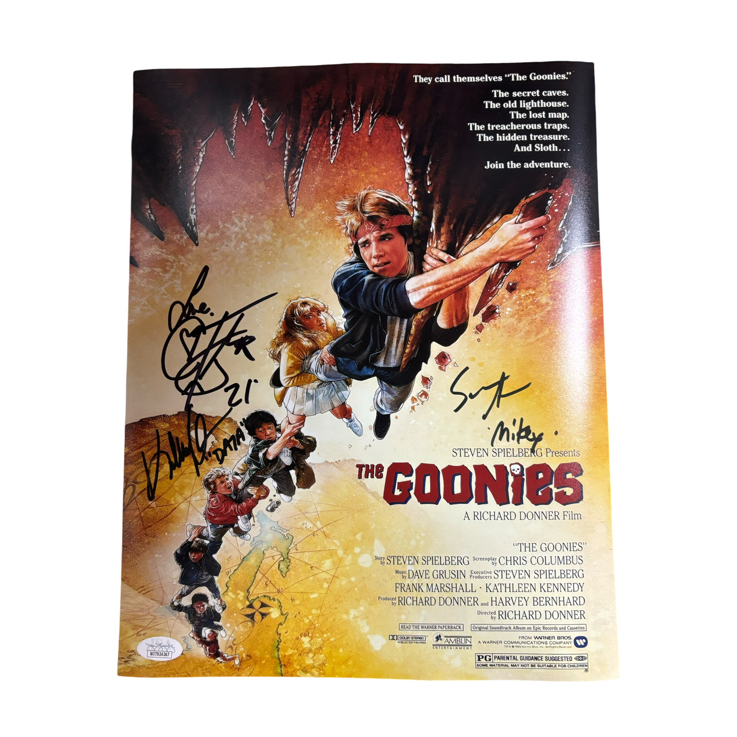 Sean Astin, Corey Feldman & Jonathan Ke Huy Quan Autographed The Goonies 11x14 Movie 11x14 JSA