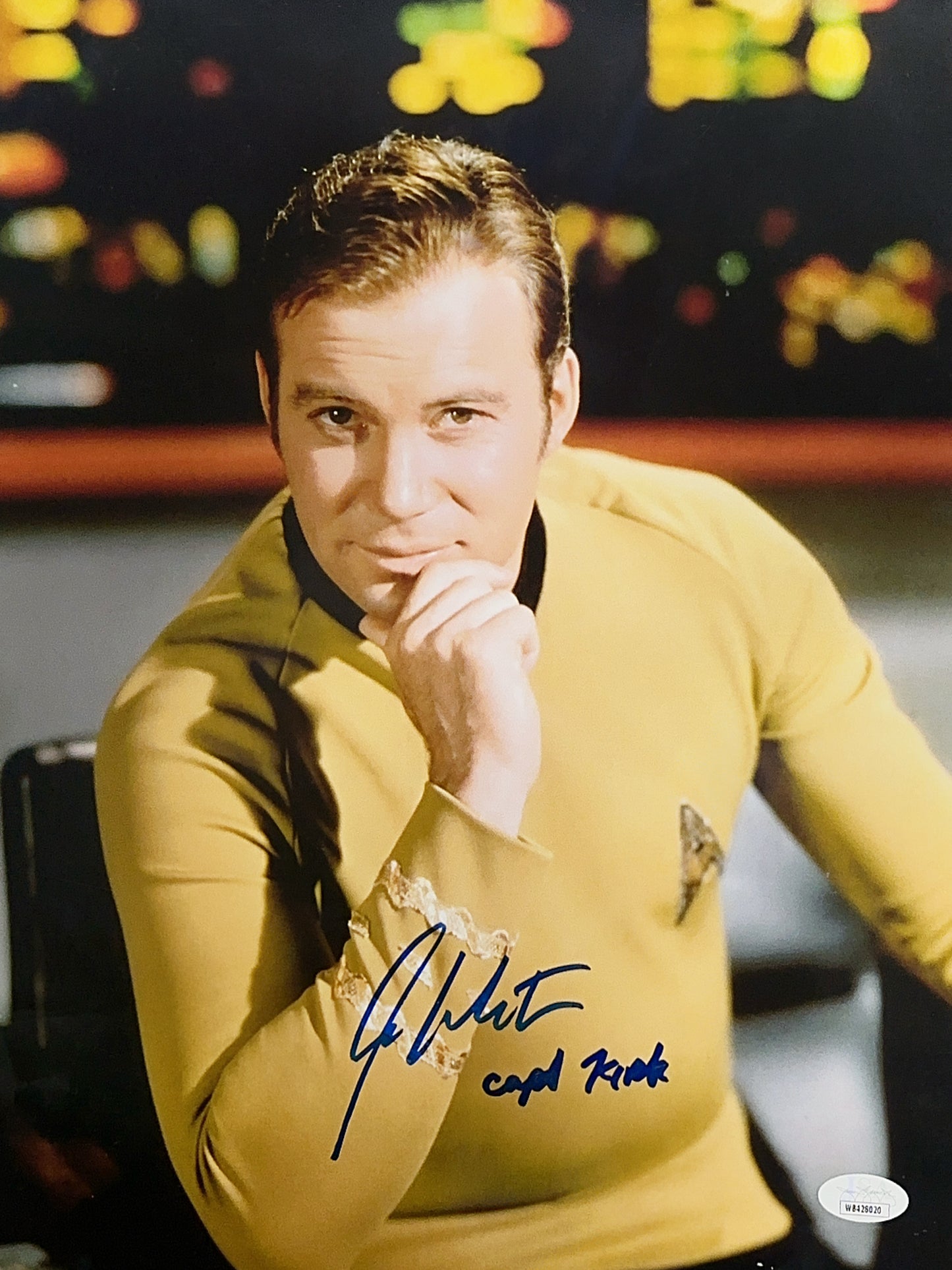 William Shatner Autographed Star Trek "Capt Kirk" Inscribed In Chair Vertical 11x14 JSA