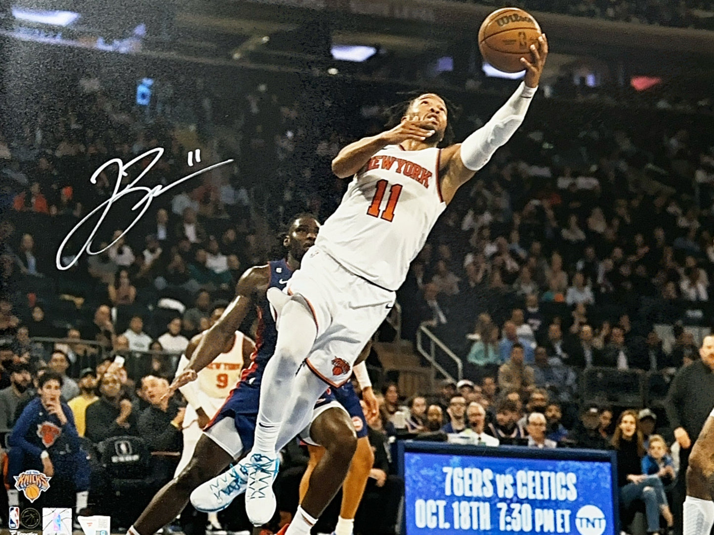 Jalen Brunson Autographed New York Knicks Layup 16x20 Fanatics - Unframed