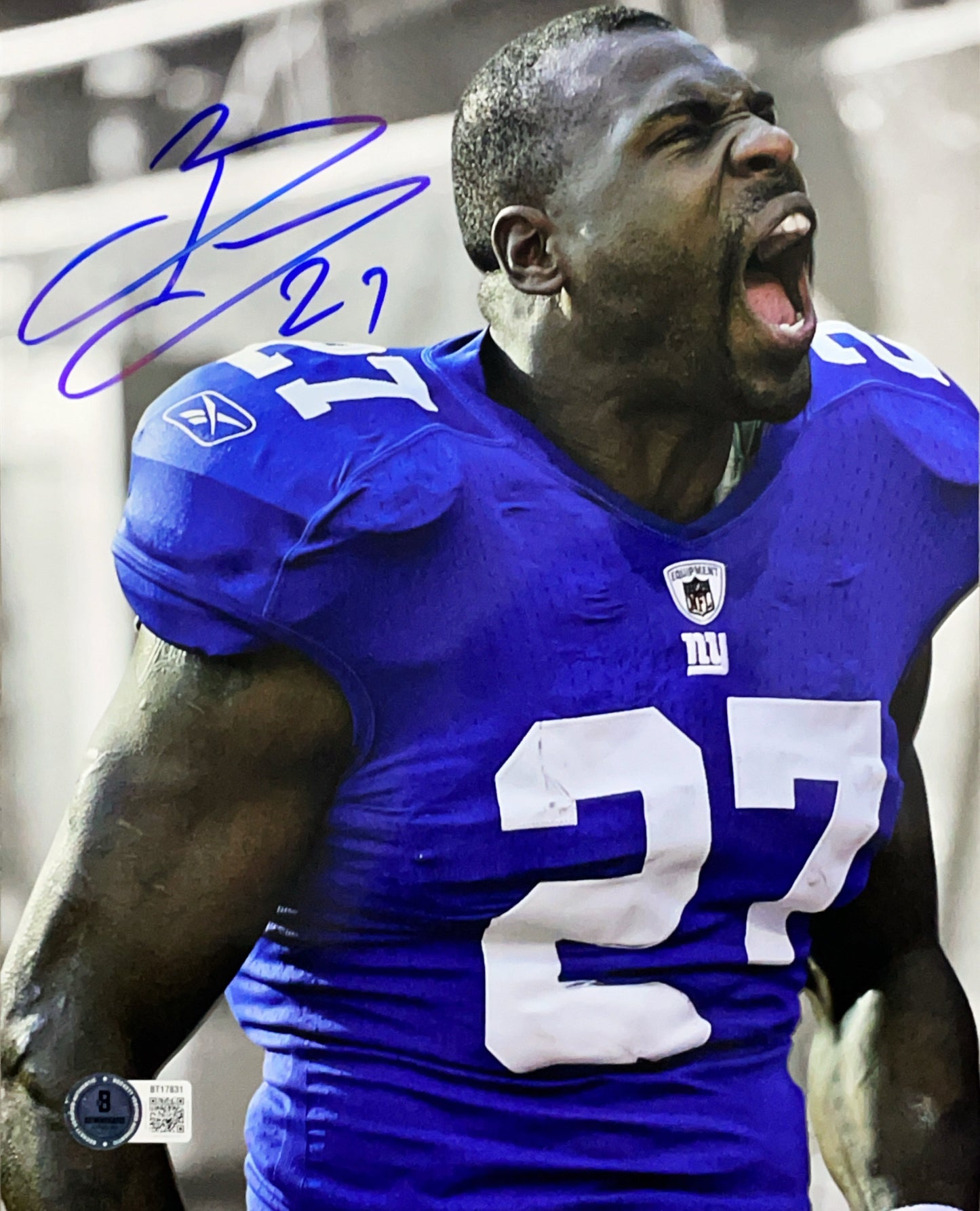 Brandon Jacobs Autographed New York Giants Scream 8x10 Photo Beckett BAS