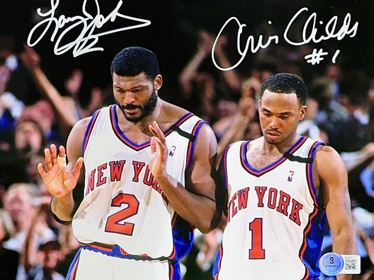 Larry Johnson & Chris Childs Autographed New York Knicks Side by Side 8x10 Beckett