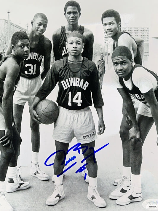 Muggsy Bogues Black & White Dunbar Autographed 8x10 JSA