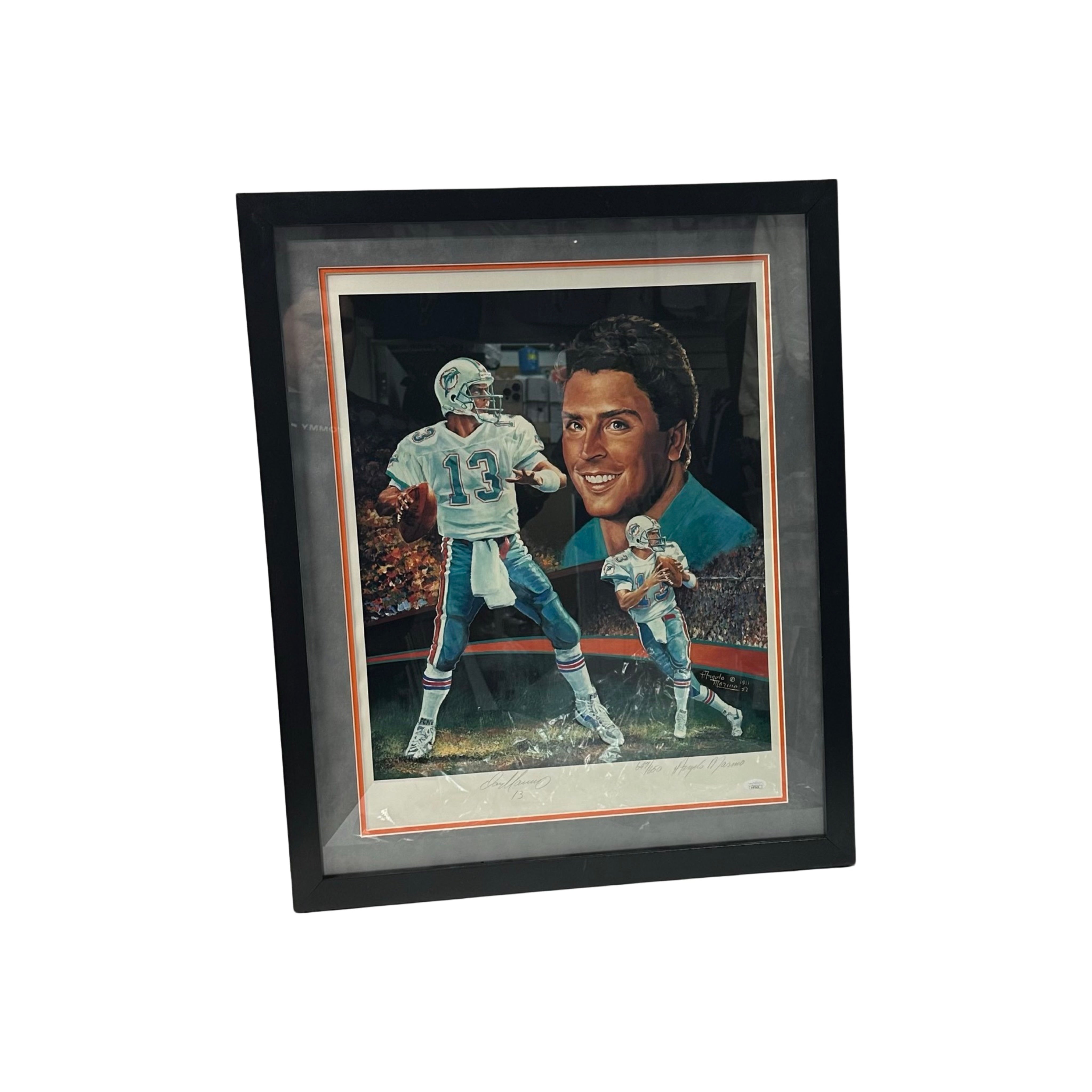 Dan Marino Autographed Miami Dolphins Framed 21x26 Art Lithograph 