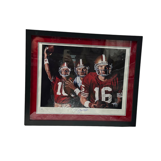 Joe Montana Autographed San Francisco 49’ers Framed 21x26 Art Lithograph JSA