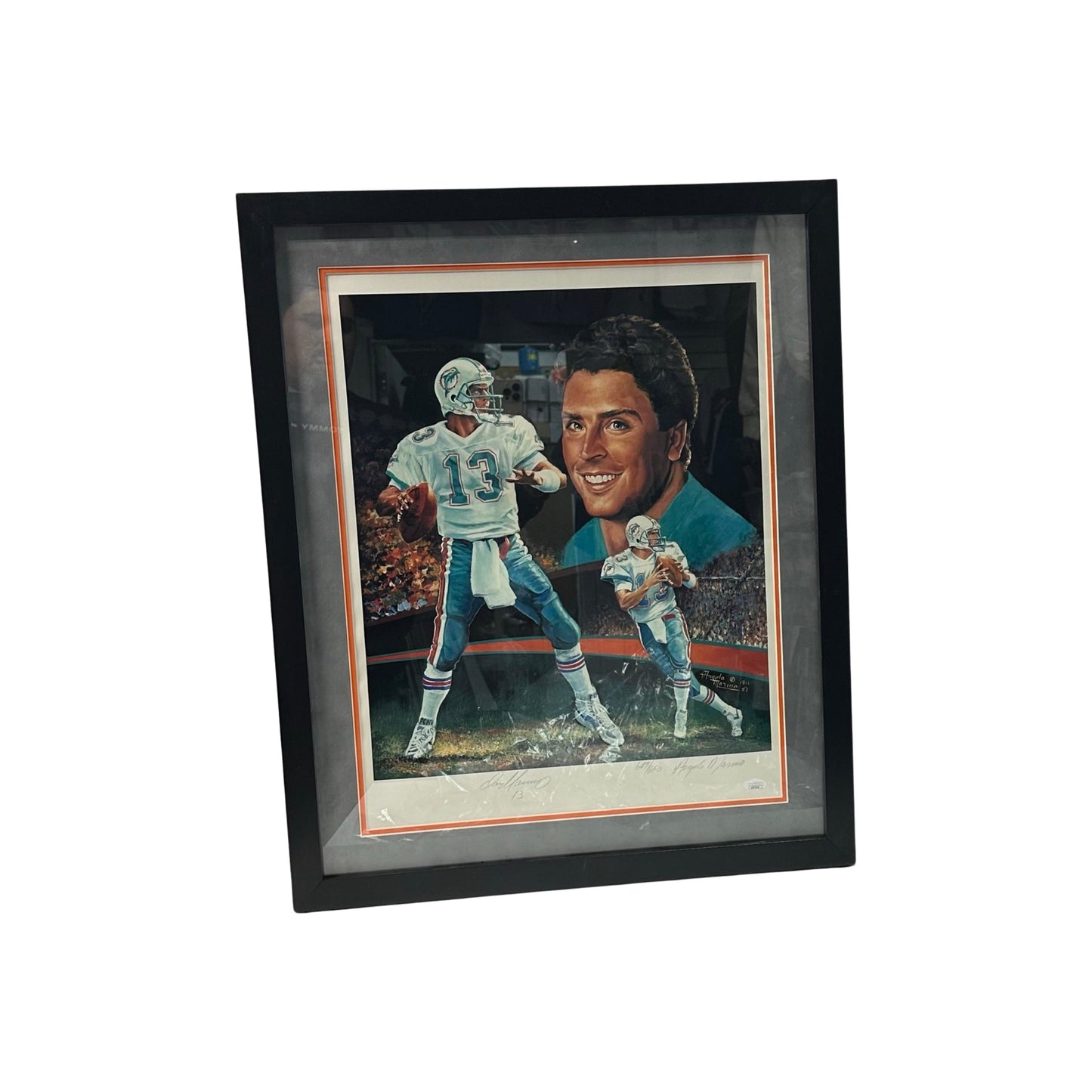 Dan Marino Autographed Miami Dolphins Framed 21x26 Art Lithograph JSA