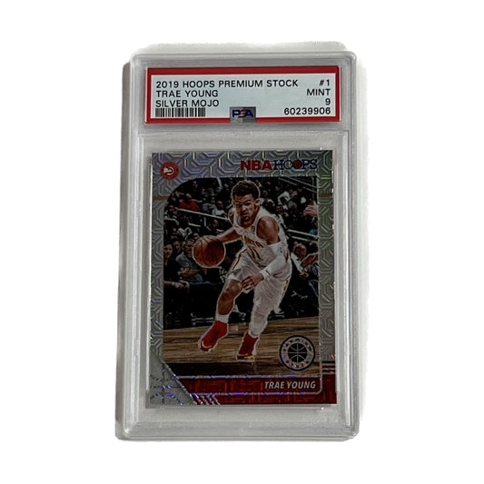 Trae Young 2019 Hoops Premium Stock Silver Mojo PSA 9