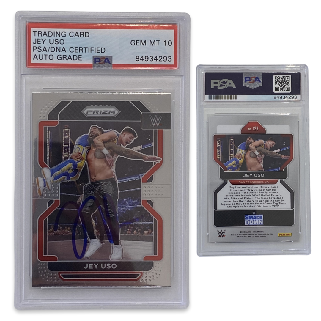 2022 Jey Uso Panini Prizm #123 Autographed PSA Auto Gem MT 10
