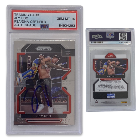 2022 Jey Uso Panini Prizm #123 Autographed PSA Auto Gem MT 10