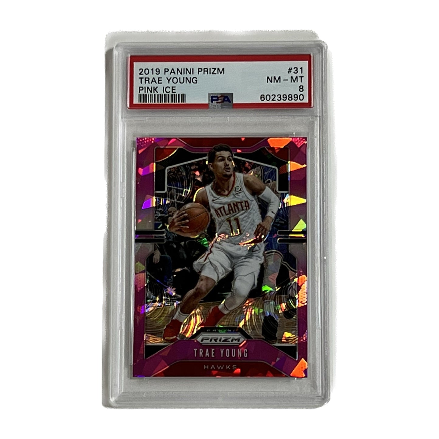 Trae Young 2019 Panini Prizm Pink Ice PSA 8
