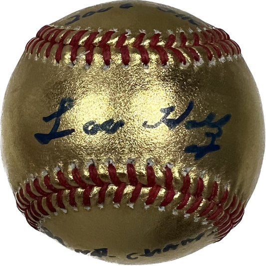 Lou Holtz Autographed Gold OMLB 88 Nat. Champs/2008 CHOF Beckett