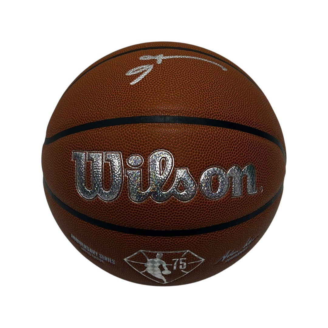 Allen Iverson Autographed Mitchell & Ness Wilson NBA 75th Anniversary Basketball Beckett