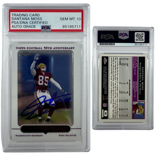 2005 Santana Moss Autographed Topps Chrome 50th Anniversary #28 PSA Auto GEM MT 10